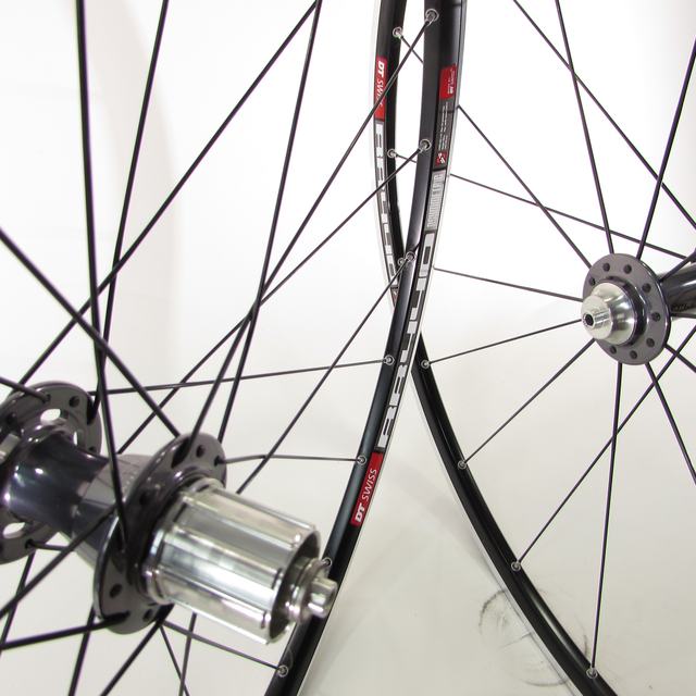 Custom wheel: Chris King R45 Pewter hubs, DT Rr440 Black rims, 