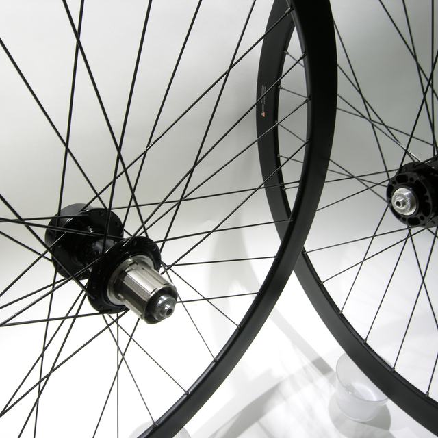 Custom wheel: White Industries Mi6 Black hubs, H Plus Son Formation Race Black rims, DT Champion Black spokes