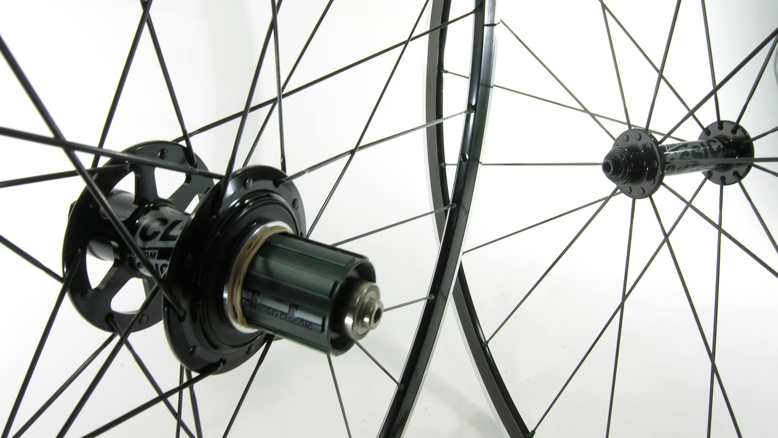 Custom wheel built by ProWheelBuilder: American Classic 58 205 Black hubs, Kinlin Xr270 Black rims