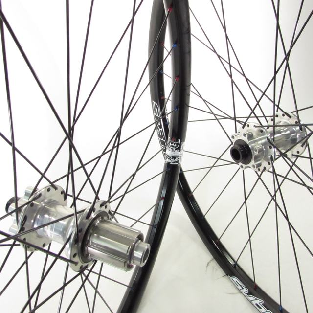 Custom wheel: Hope Pro 2 Evo Silver hubs, Spank Subrosa 30 Black rims, DT Champion Black spokes