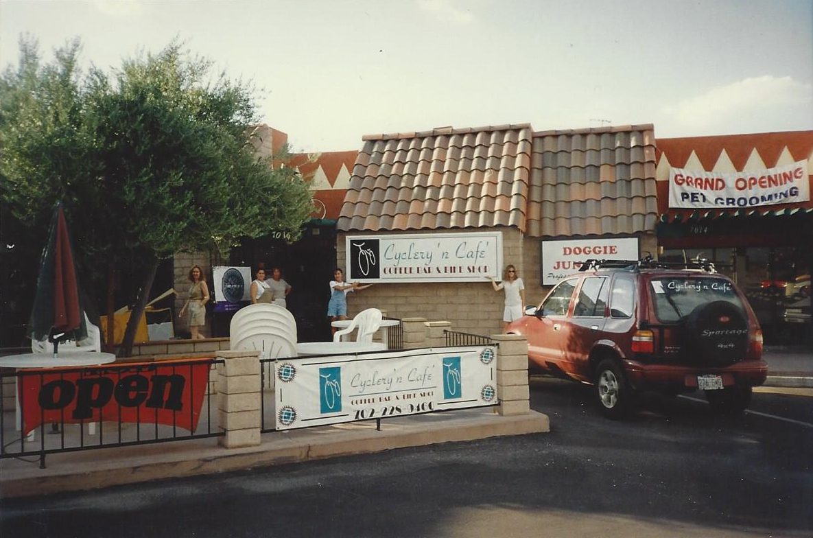Cyclery N Cafe storefront in Las Vegas, mid-1990s