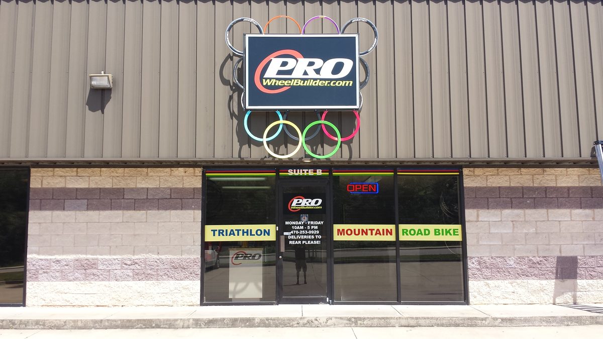 The ProWheelBuilder storefront in Cumming, Georgia with the PRO WheelBuilder sign