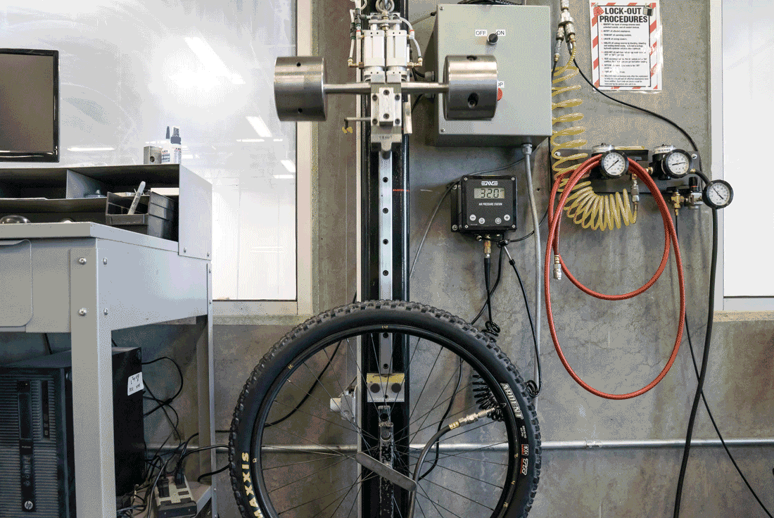 ENVE M Series impact test rig in action (animated GIF)