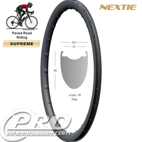 Nextie Supreme Alpha carbon rim with its cross-section dimensions